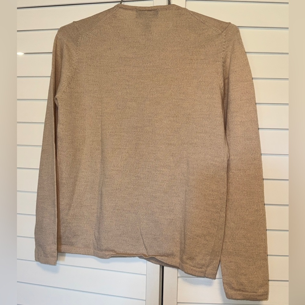 Sutton Studio Women's Lightweight Oatmeal/ tan Wool Cardigan Sweater Sm Petite - Picture 3 of 4